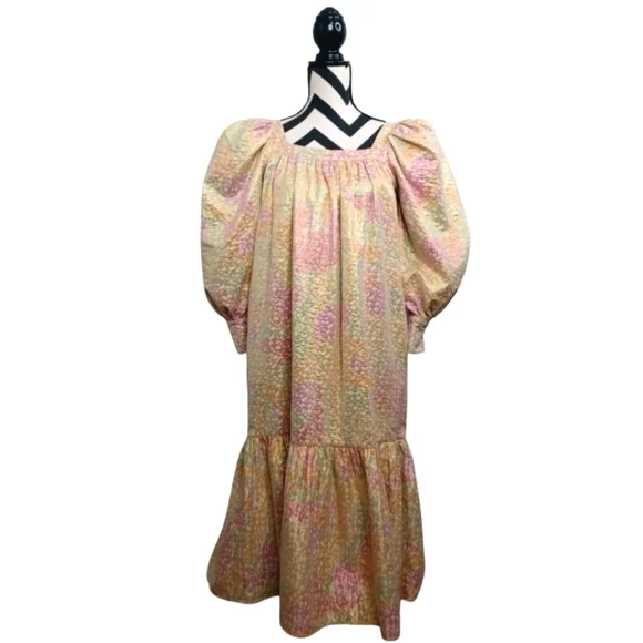 Mr. Larkin Pastel Ethereal Fairy Coquette Metallic Ode Sz S Midi Dress - Picture 2 of 15